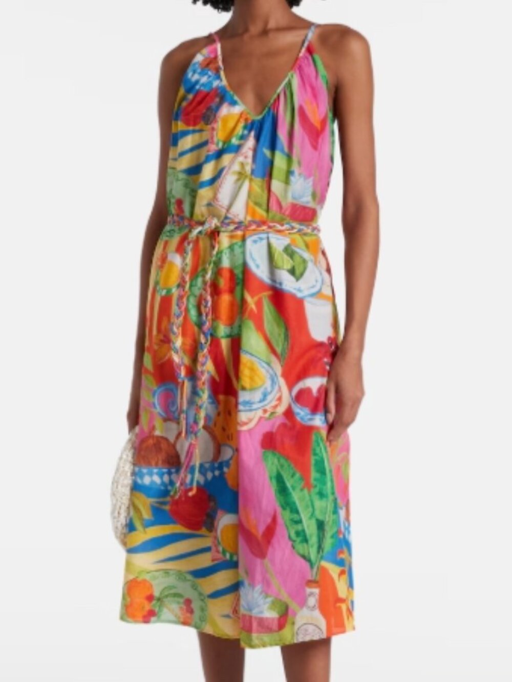Farm Rio Multicolor Summer Picnic Midi Dress Size Medium NWT - Picture 2 of 12